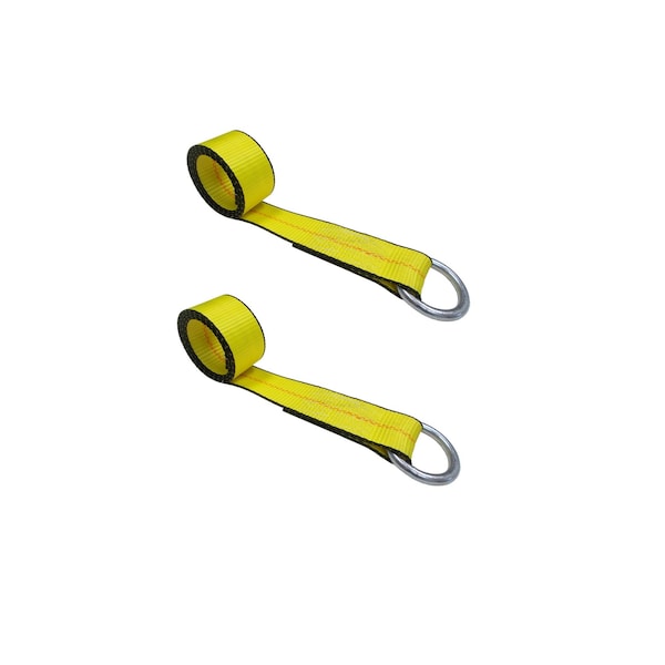 2" x 10' Lasso Strap w/ O Ring Auto Tie Down Wheel Lift Tow Truck Trailer, 2PK